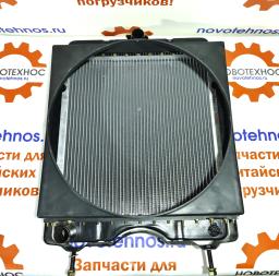 Радиатор водяной на погрузчики ZL18, ZL918 для МКПП (нижний патрубок с левой стороны)Fukai,Shanline, SZM, HZM, Bull SL, CTK S, Yigong, Laigong, Neo S, Neo, Viking, Frontal, ALTAY, FORWARD, Atlant 200, Grizzly GR15R