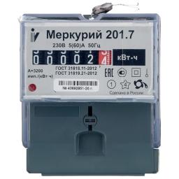 Счетчик электроэнергии 1-фаз. 5-60А IP54 однотарифный Меркурий 201.7