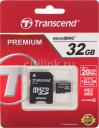 Карта памяти microSDHC TRANSCEND 32 ГБ, 20 МБ/с, Class 10, TS32GUSDHC10, 1 шт., переходник SD